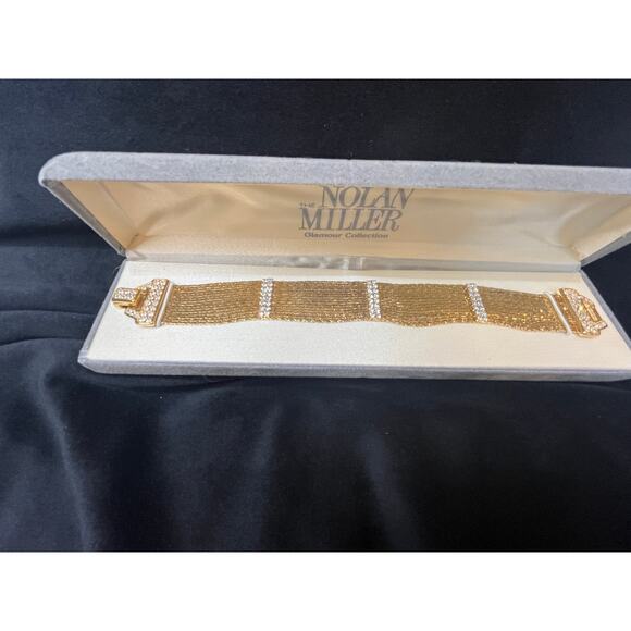 The Nolan Miller Glamour Collection Jewelry - Nolan Miller Glamour Collection Multi-strand gold-tone bracelet & rhinestones
